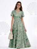 Aqua Mint Bagru Medallion Dress