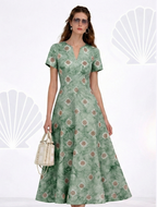 Aqua Mint Bagru Medallion Dress