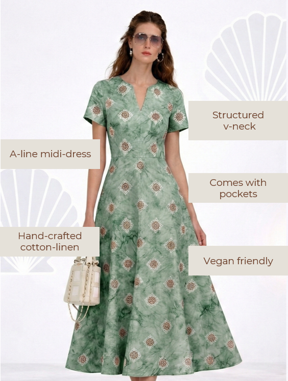 Aqua Mint Bagru Medallion Dress
